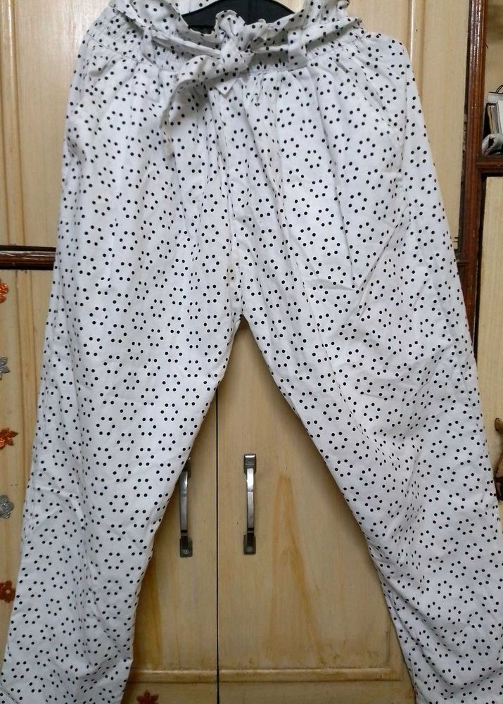 Polka dots white paper bag trousers