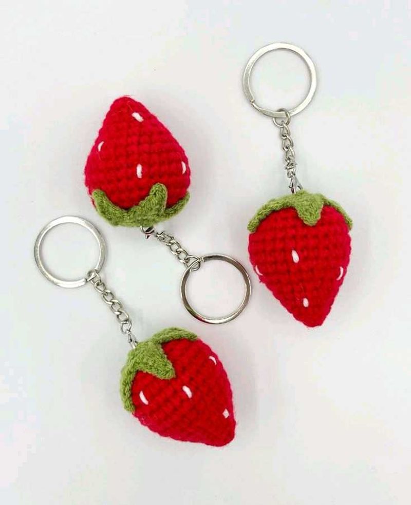 Strawberry Crochet Keychain
