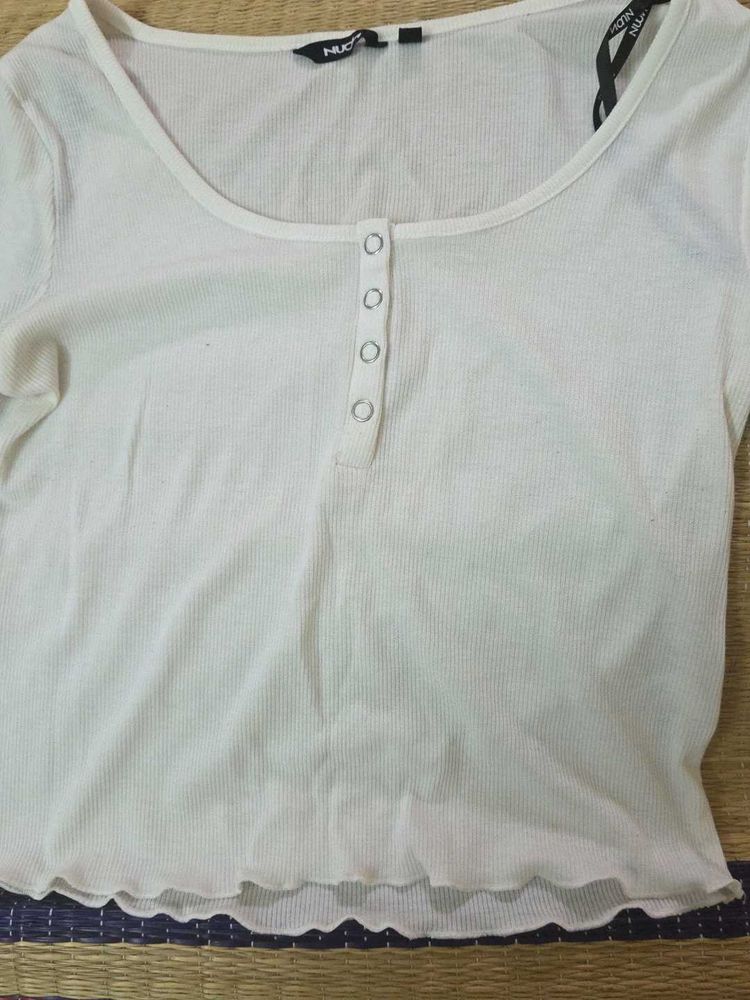 White Ribbed Top