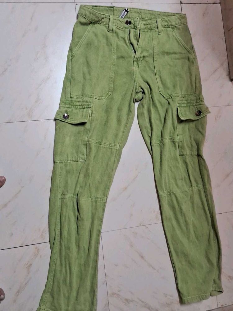 Acid Wash Green Cargo Pants