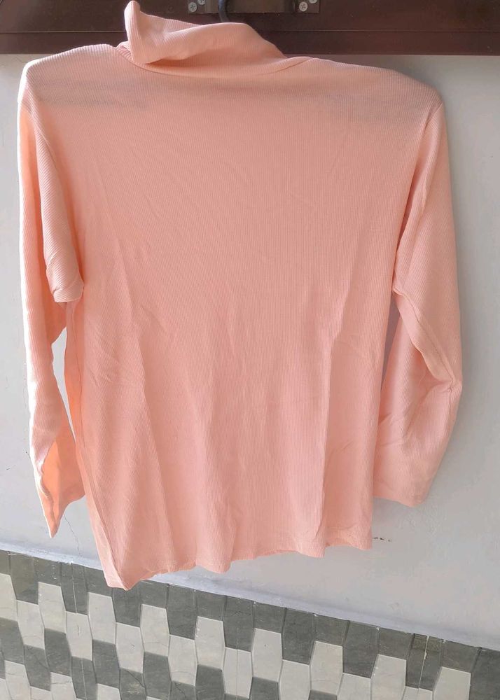 high neck A-line cotton blend top