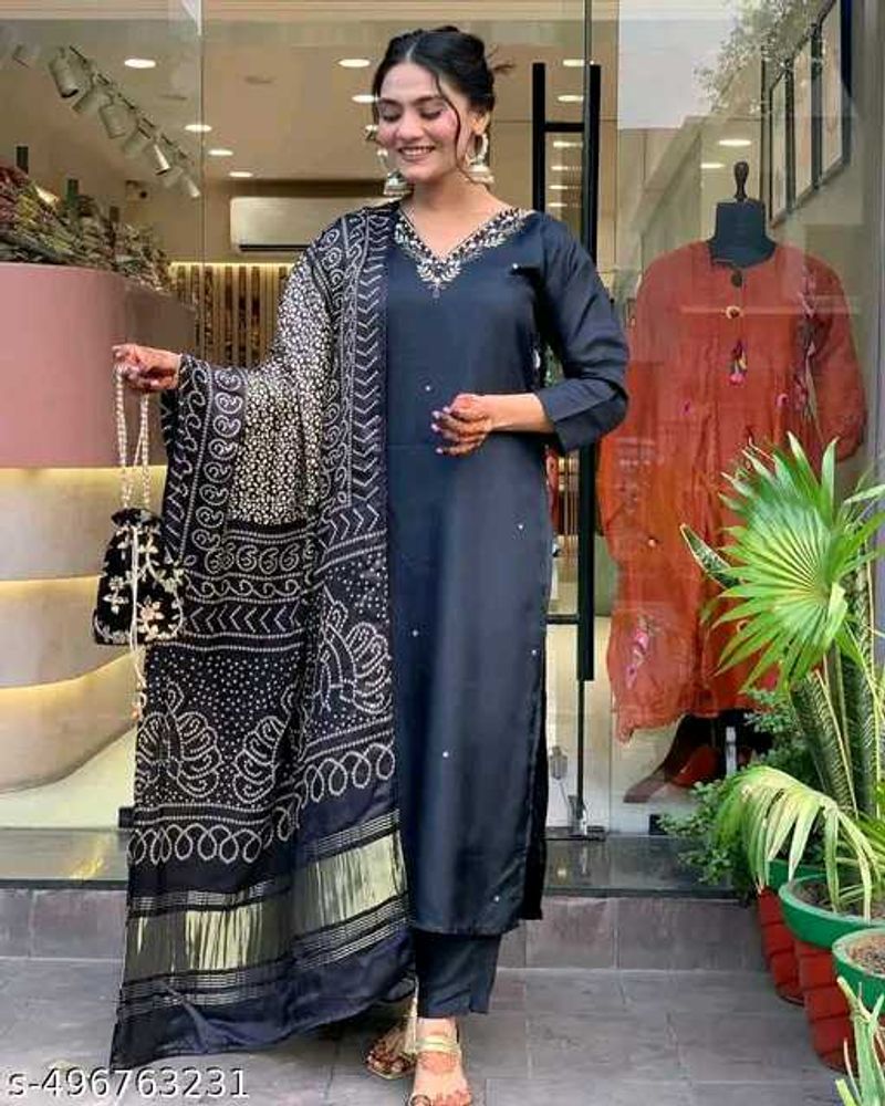 Stylish Embroidered Kurti Plazoo Set