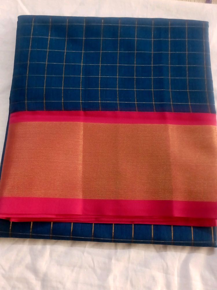 Beautiful Kuppadam  Peacock Blue And Pink Saree