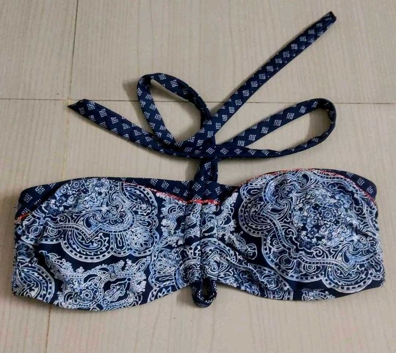 Blue Paisley Bikini Top