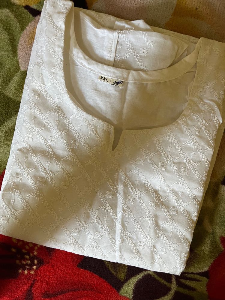White Pure Cotton Kurti🦋