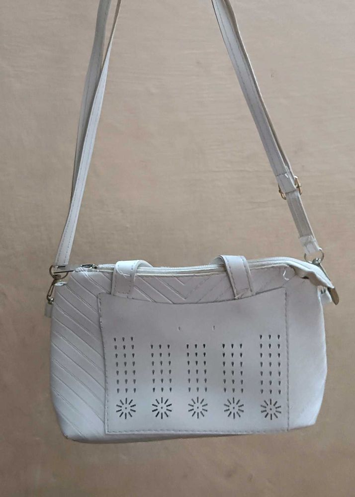White Sling Bag With Extra Space