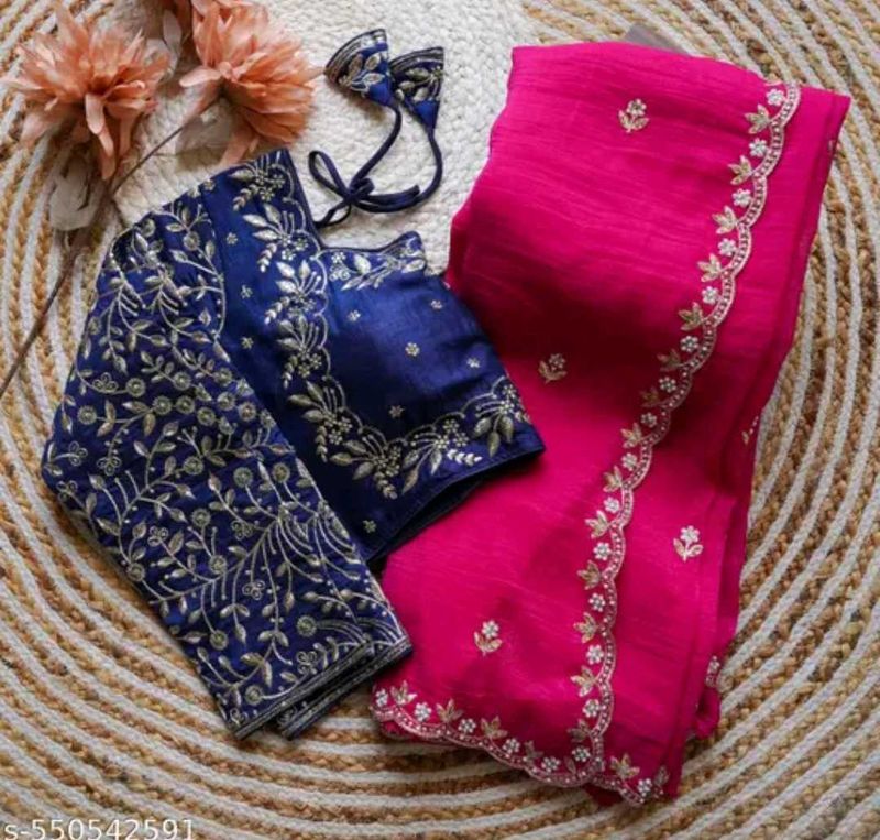 New Saree With Stitched Blouse