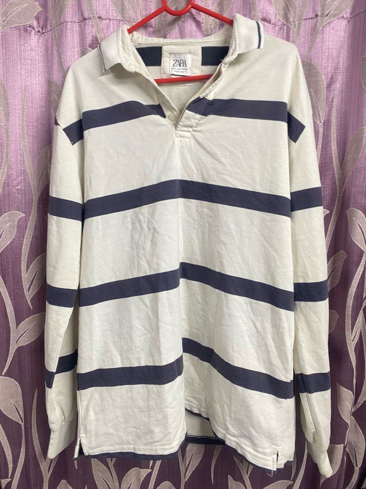 ZARA Striped Polo Sweatshirt