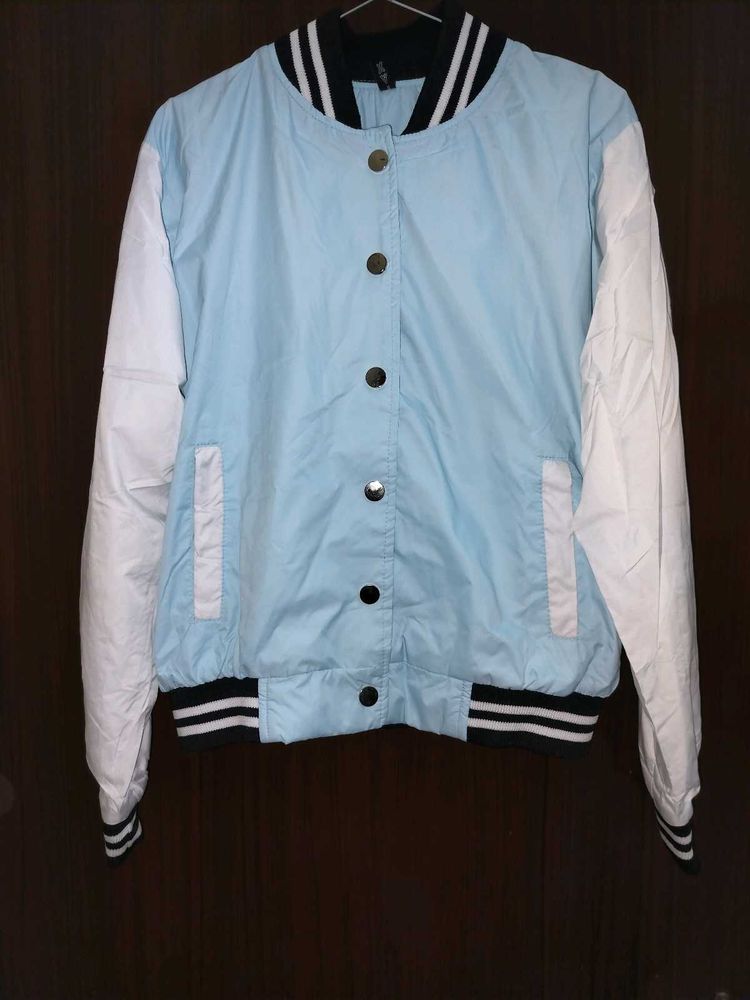 Light Blue &amp; White Varsity Jacket