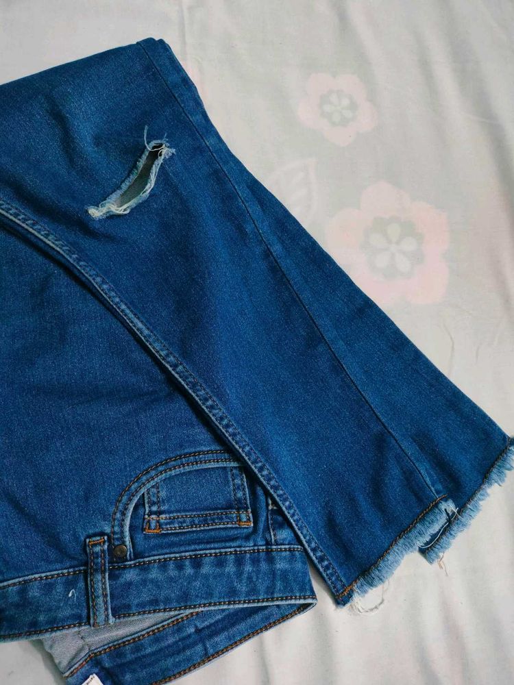 Ripped Hem Jeans