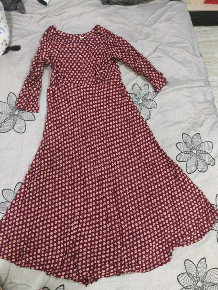Long Gown For Women Stylish ( M, Maroon)