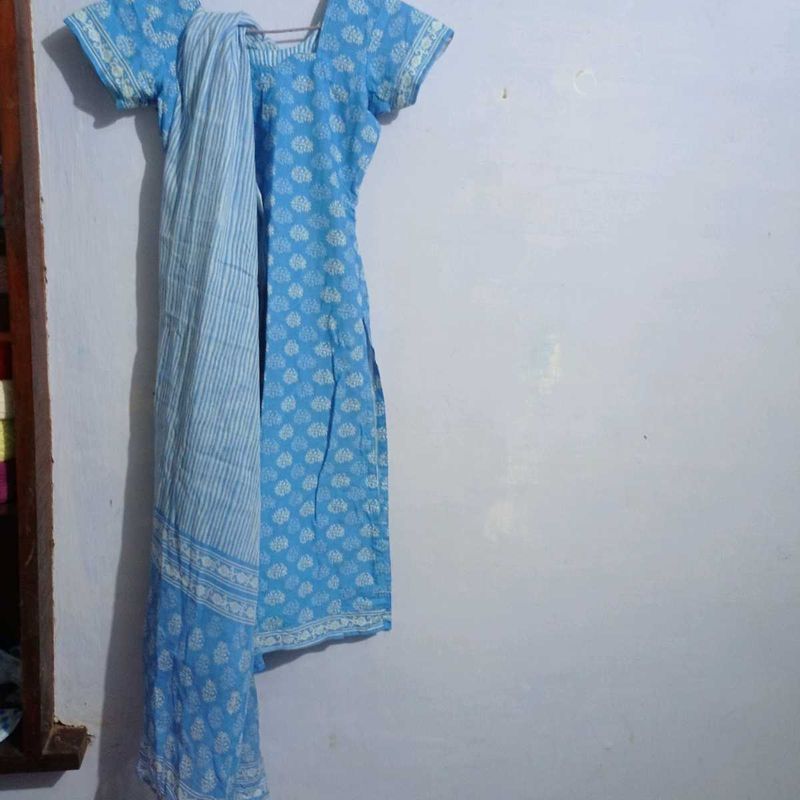 Blue Kurta With Duppatta