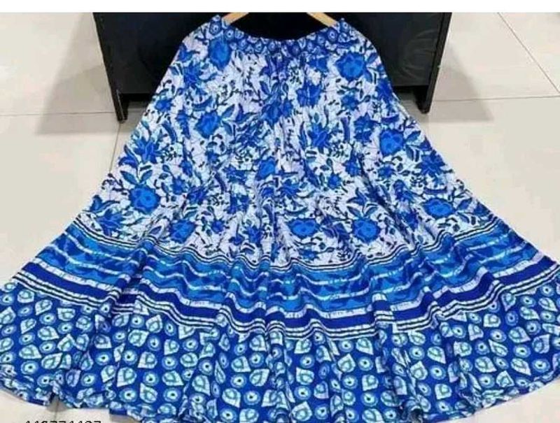 Boho Blue Floral Maxi Skirt