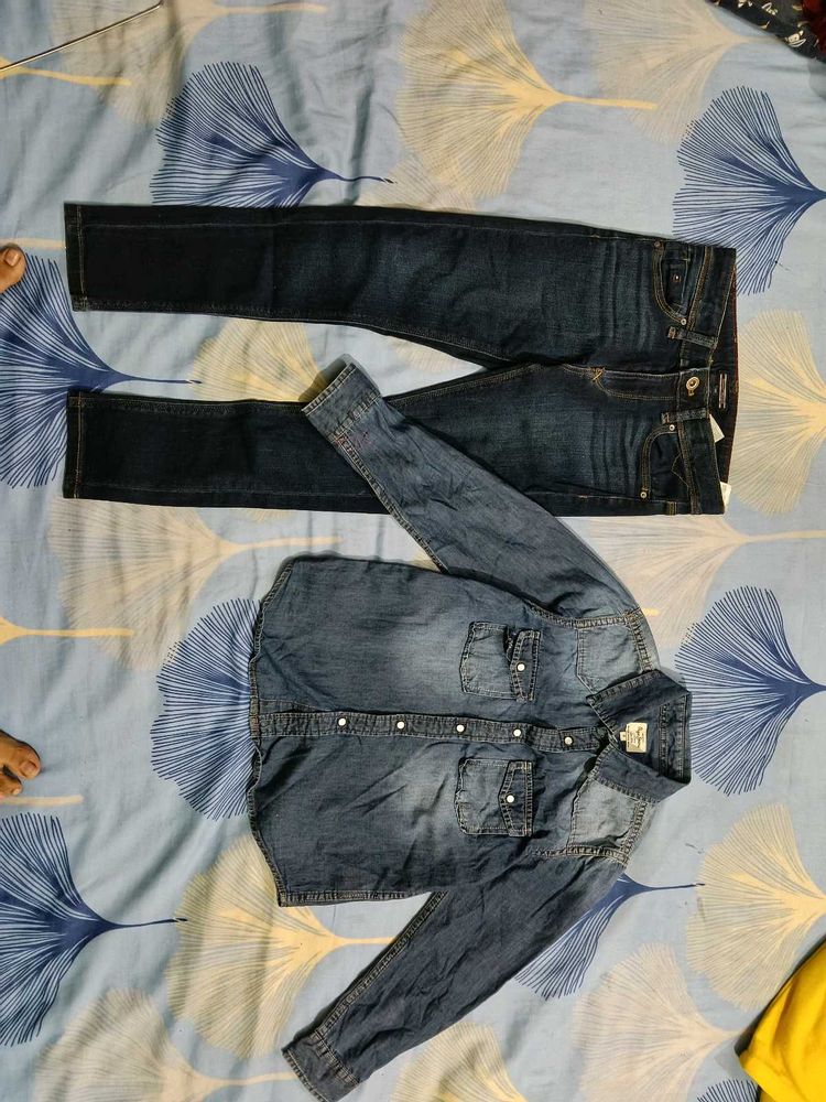 Kids Denim Shirt &amp; Jeans Set. little damage