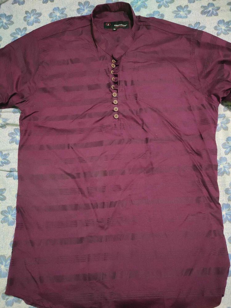 Maroon Striped Kurta for Men
