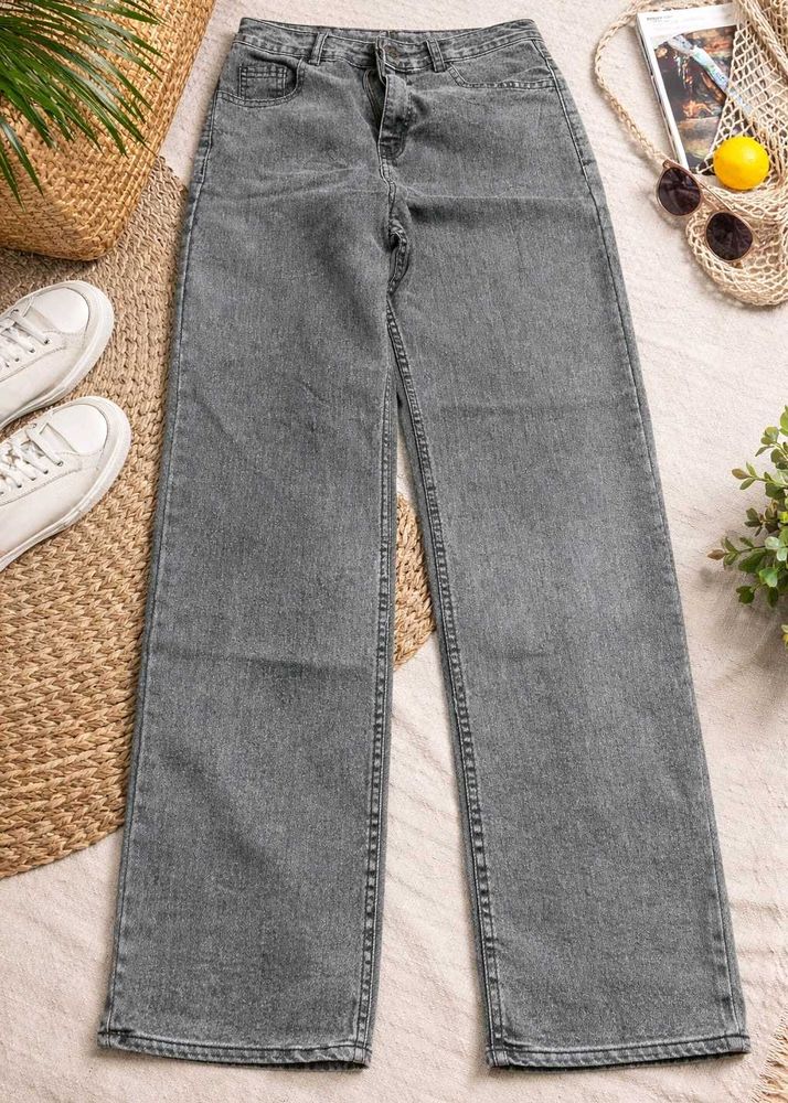 Grey Wide Leg Jeans