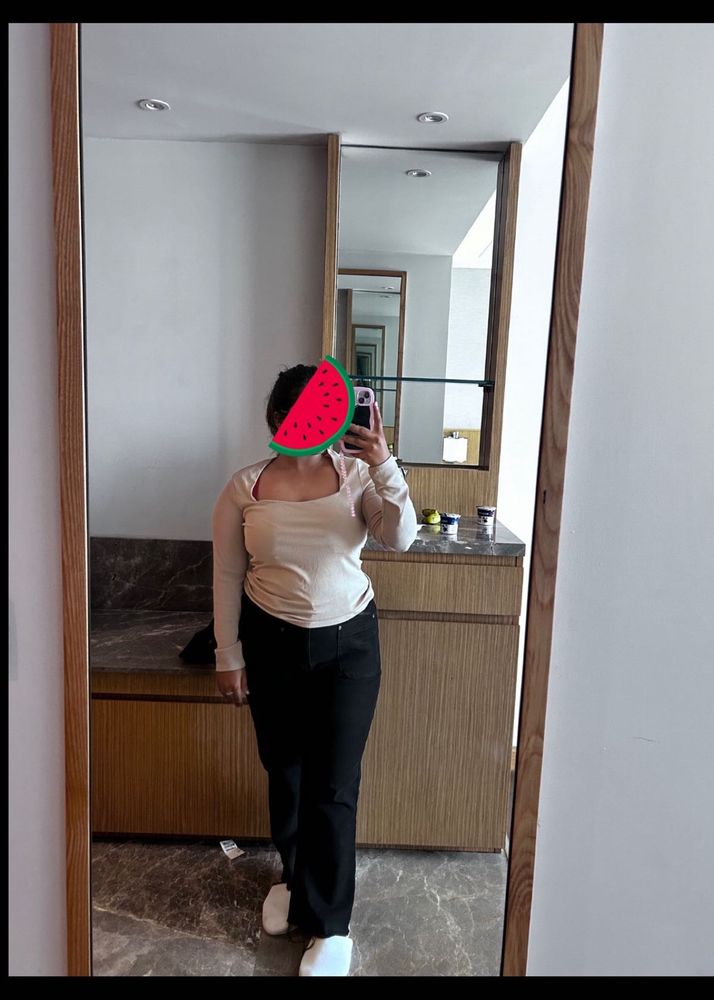 H&amp;M Square Neck Jersey Long Sleeves Top