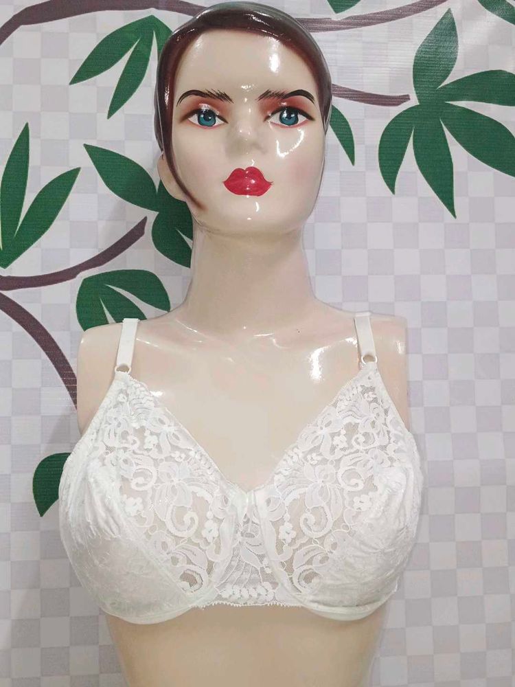 (100)Elegant White Lace Bra