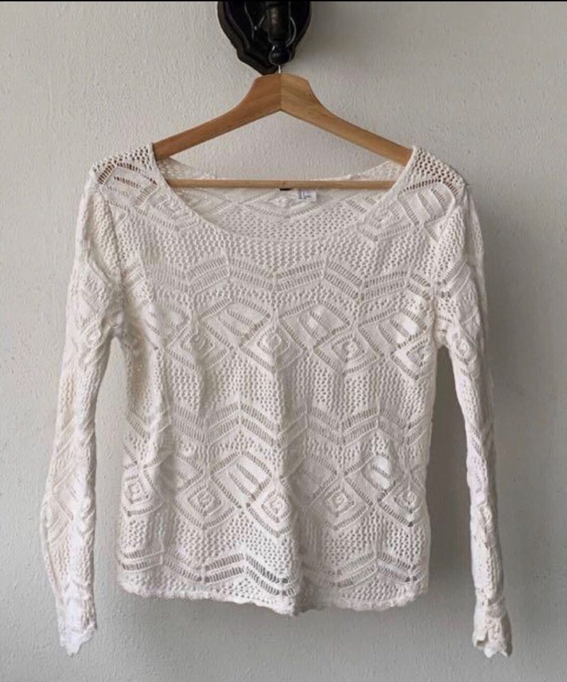 H&amp;M White Net Top😍