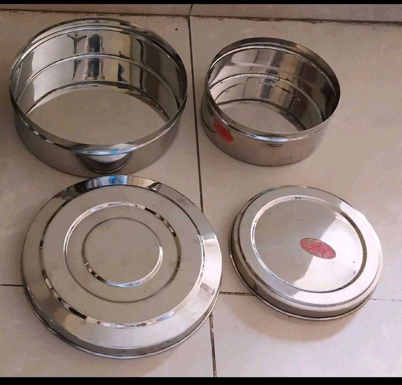 Unused Pack Of 2 Steel Containers