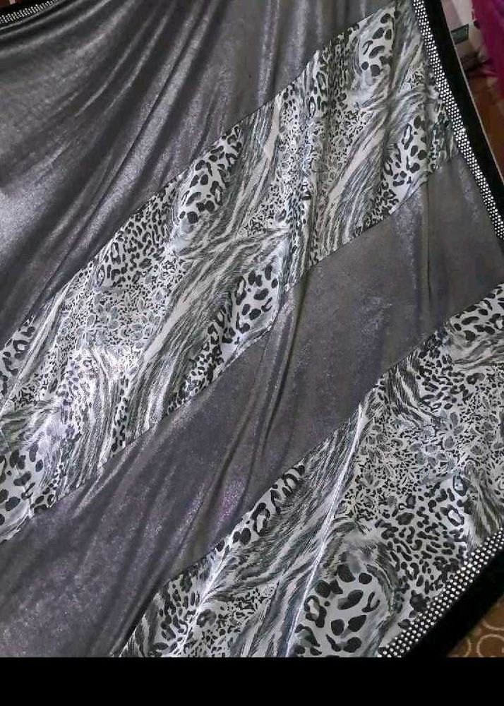 Elegant Silver Saree