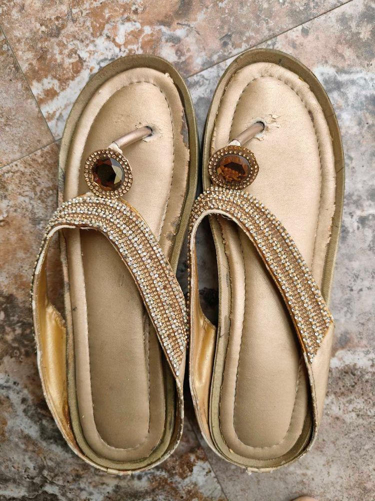 Golden Partywear Flats