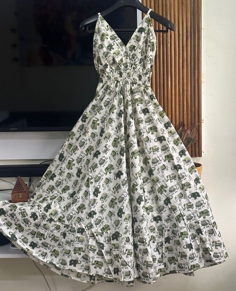 Elephant Print Maxi Sundress, Size 34 to 36
