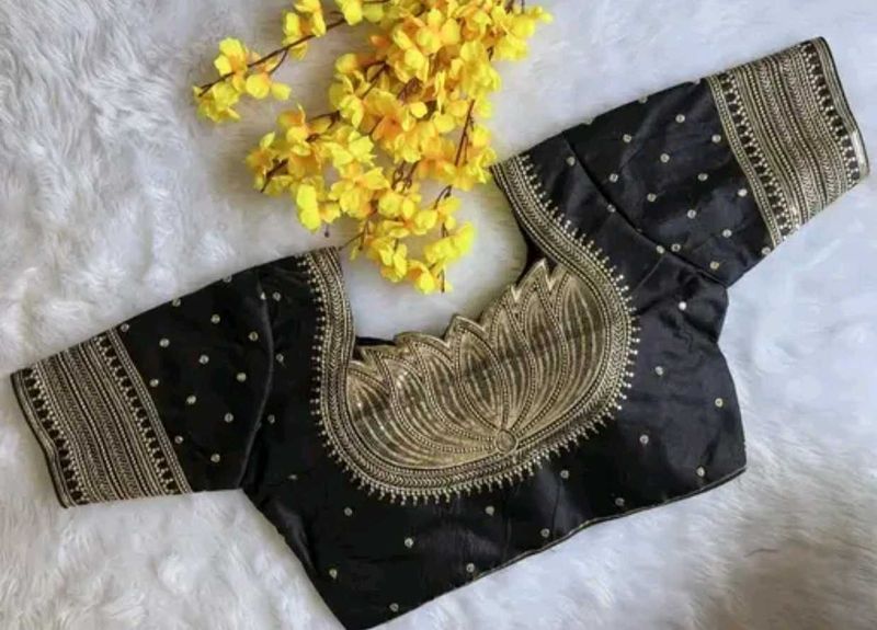Elegant Black Readymade Saree Blouse