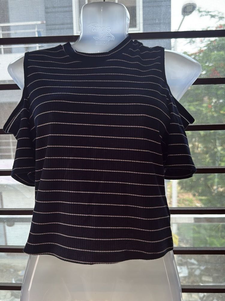 Striped Cold Shoulder Top