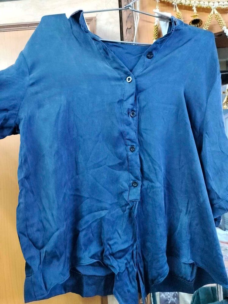Blue Button-Down Top