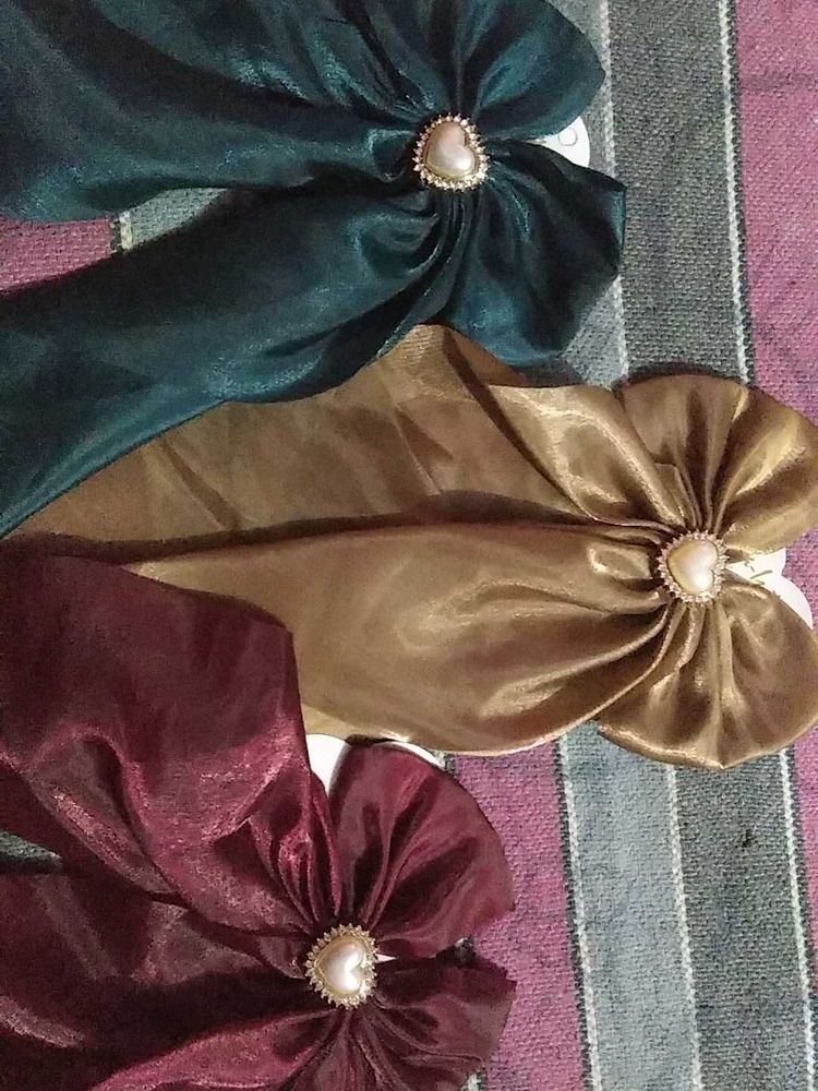 Shimmering Heart Hair Bows Set Of 3