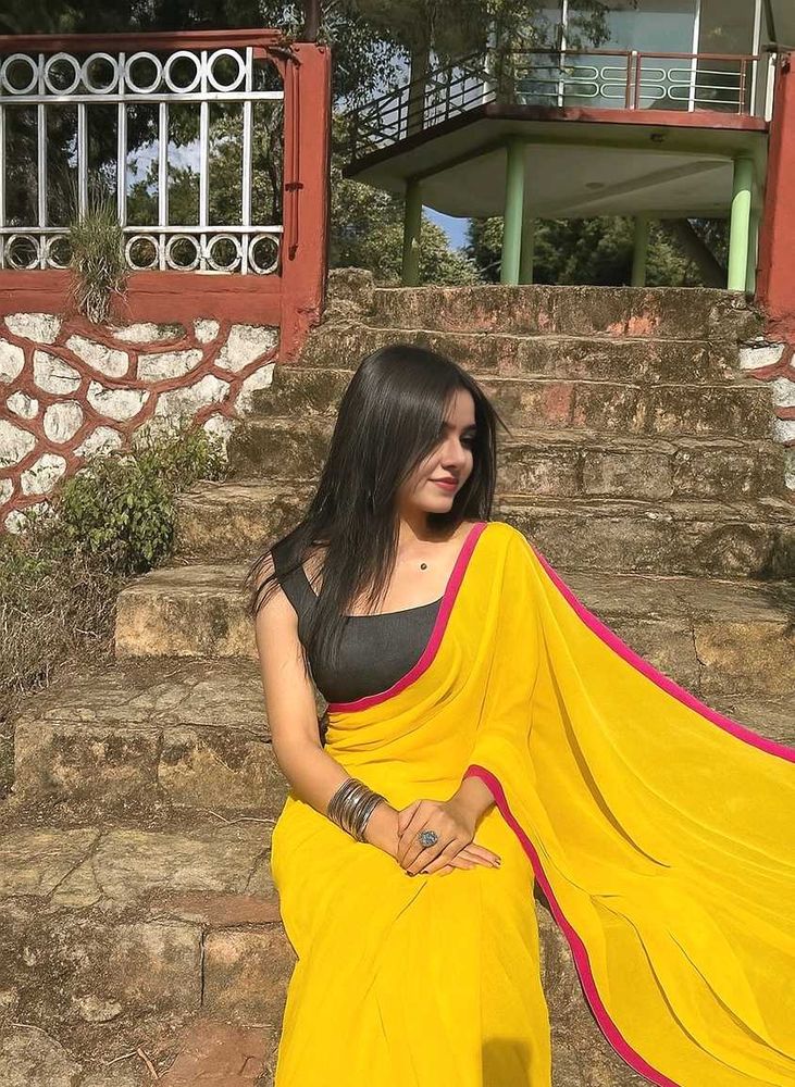 New Georgette Saree with Embroidery Blouse 💫