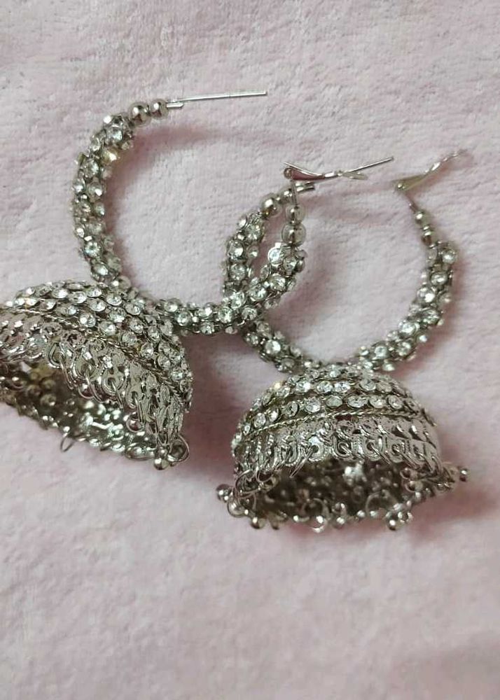 Silver Jhumka Earrings