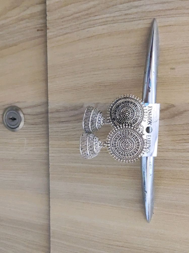 An Exclusive Pair Of Oxidised Jhumkas