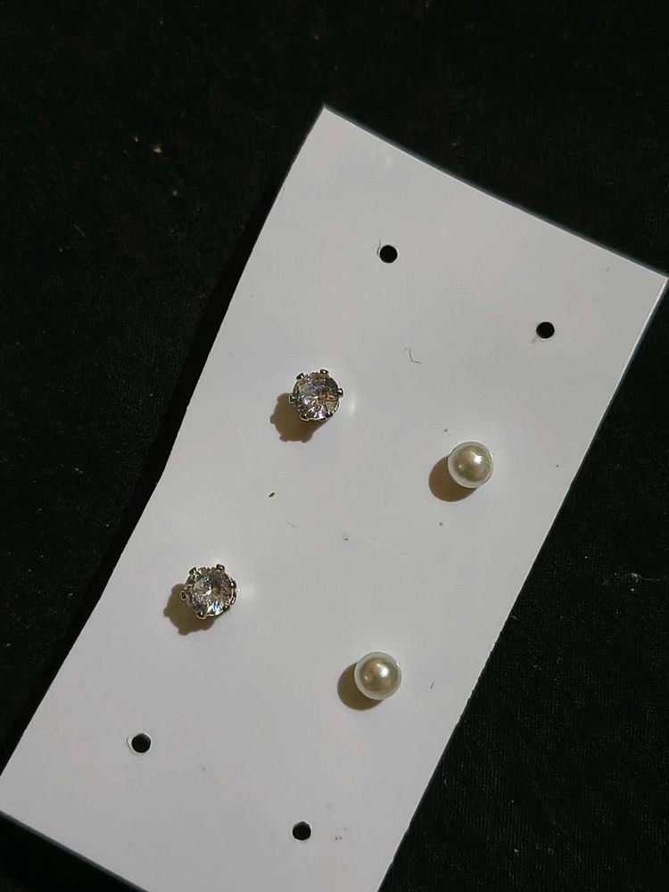 Earring Stud Set: Pearl &amp; Crystal