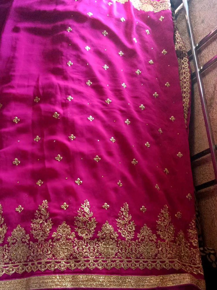 Pink Embroidered Saree