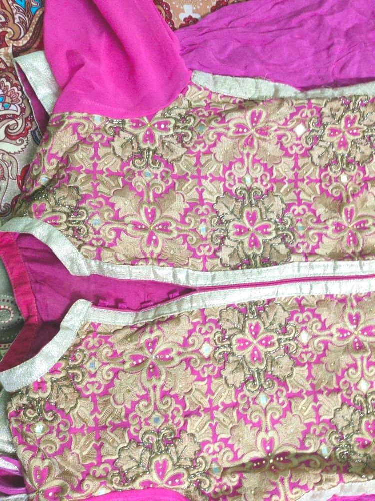 Pink &amp; Gold Embellished Kurta Set