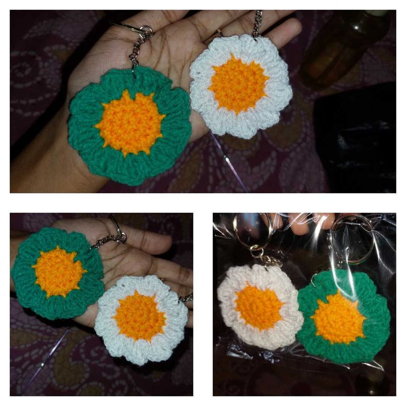 Crochet Flower Keychains ( Set Of 2 )