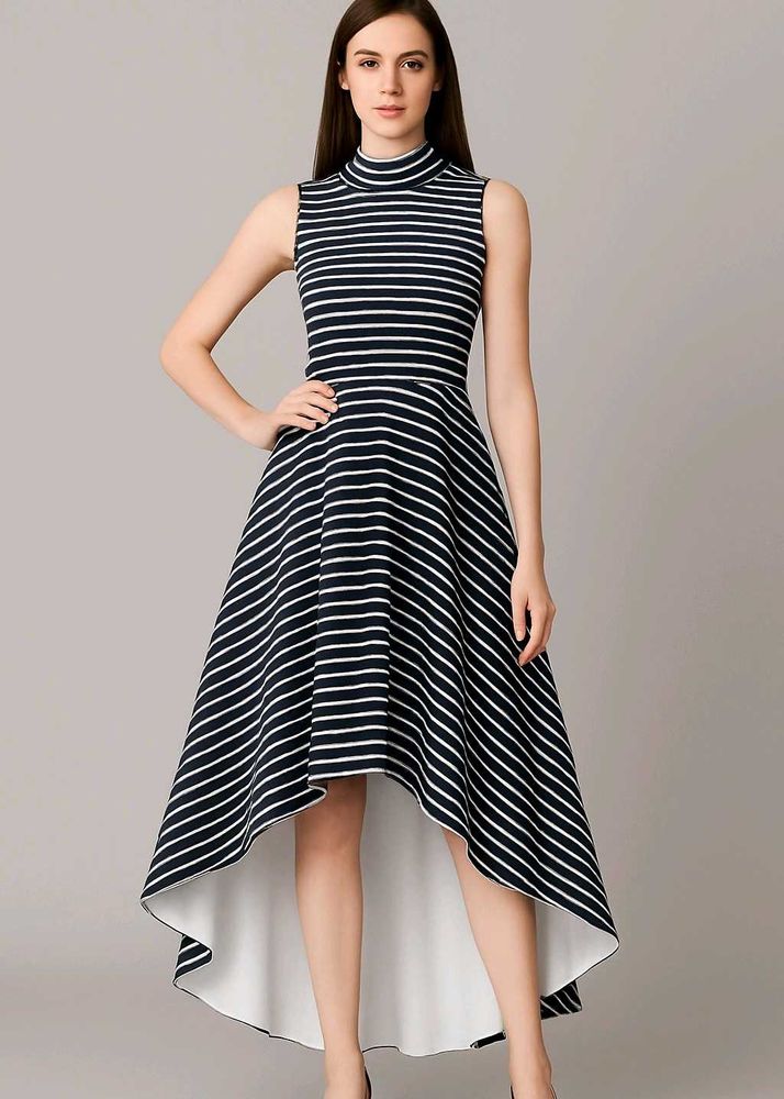 Striped High-Low Dress