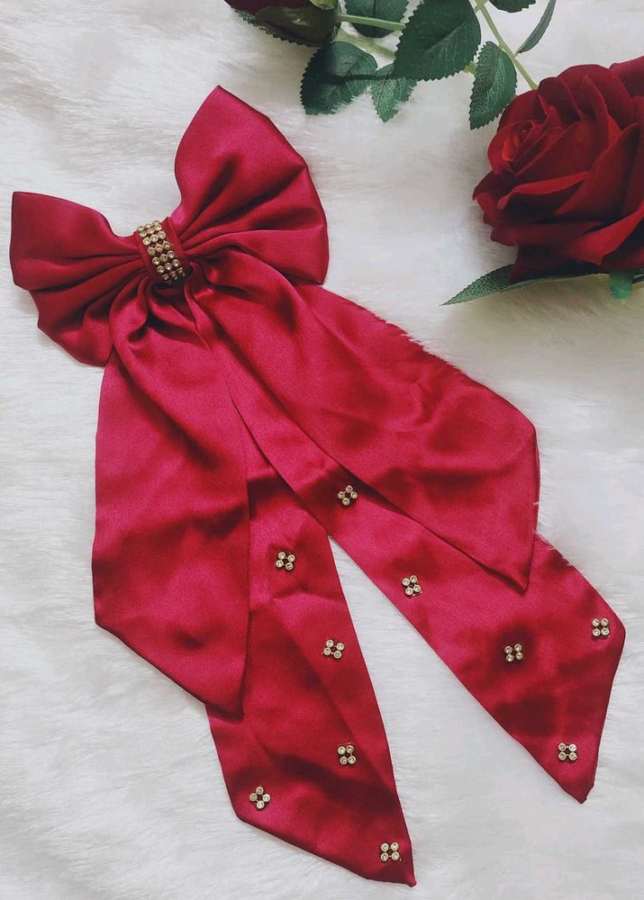 Long Tail Bow With Rhinestone