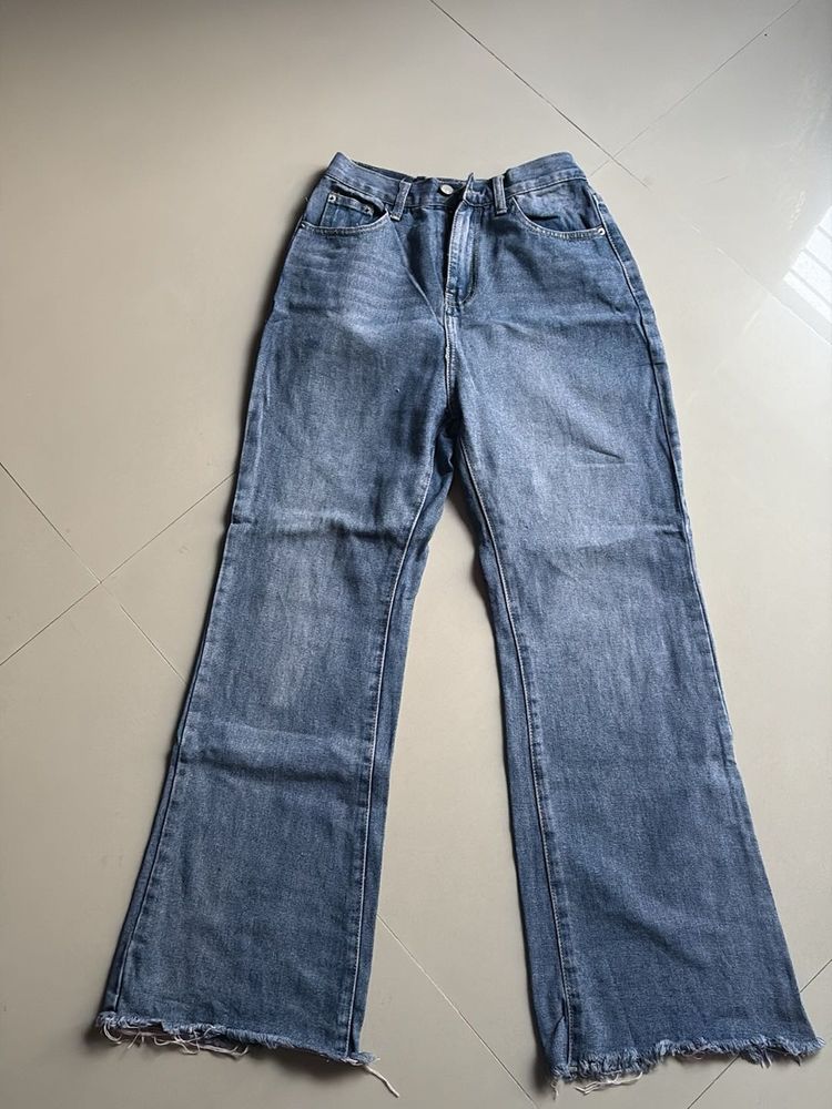 Flare Jeans with Frayed Hem