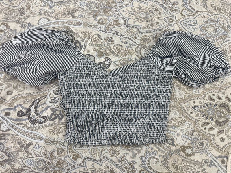 Striped Off Shoulder Crop Top