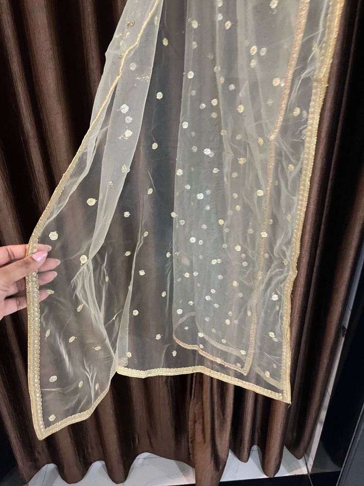 Elegant Gold Polka Dot Dupatta