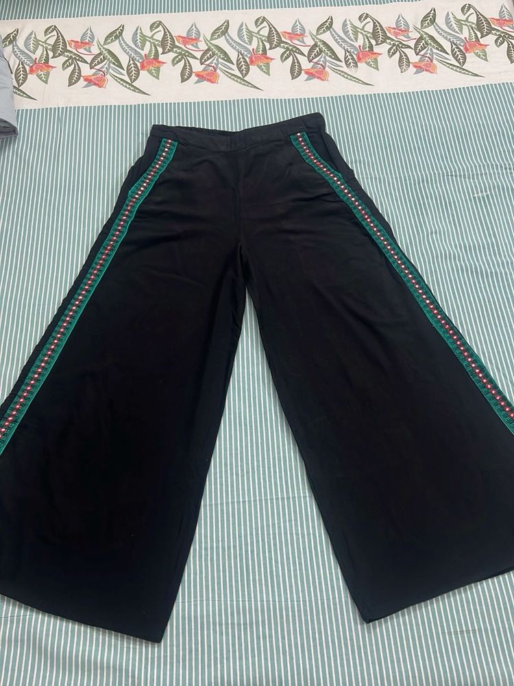 Black Cotton Palazzo ( Pant )