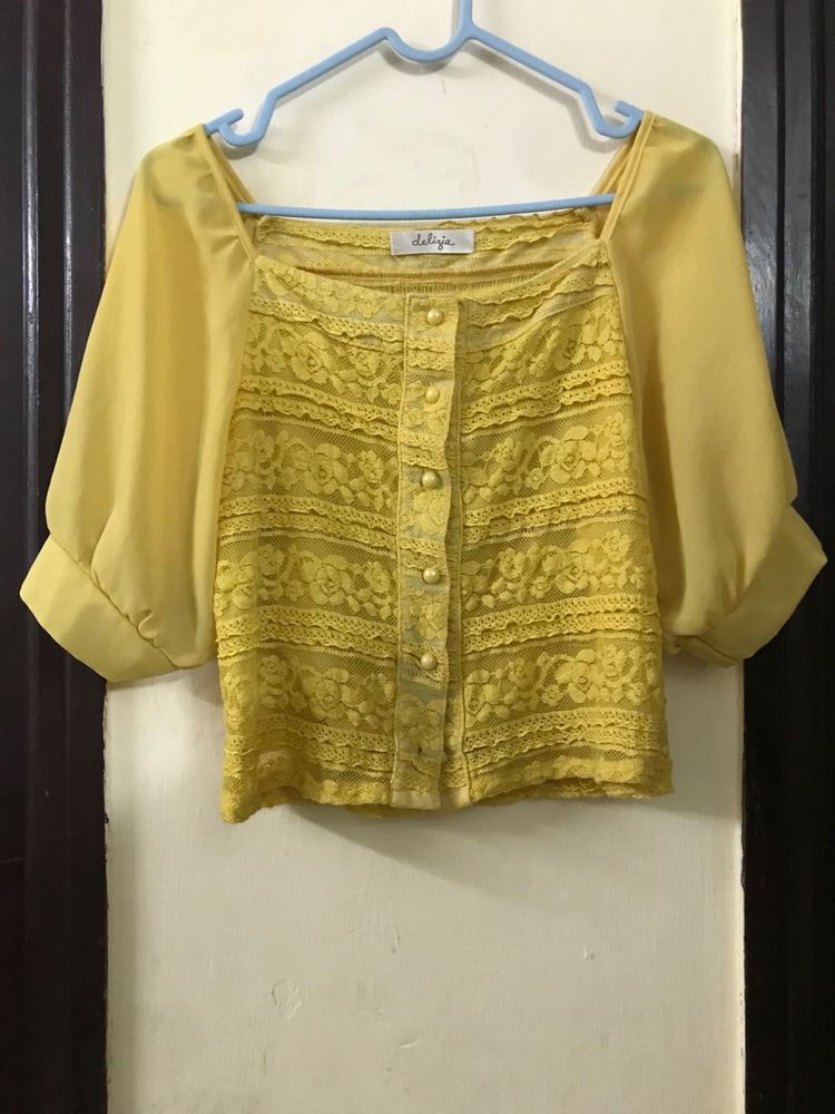 Yellow Lace Top Bust 34