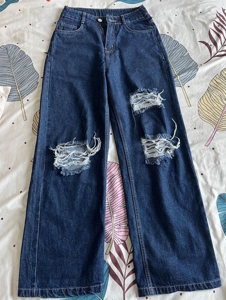 Ripped Wide Leg Jeans