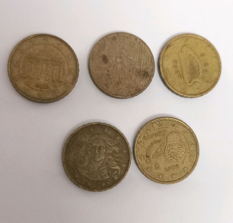 Euro Cents 5 Different Countries.