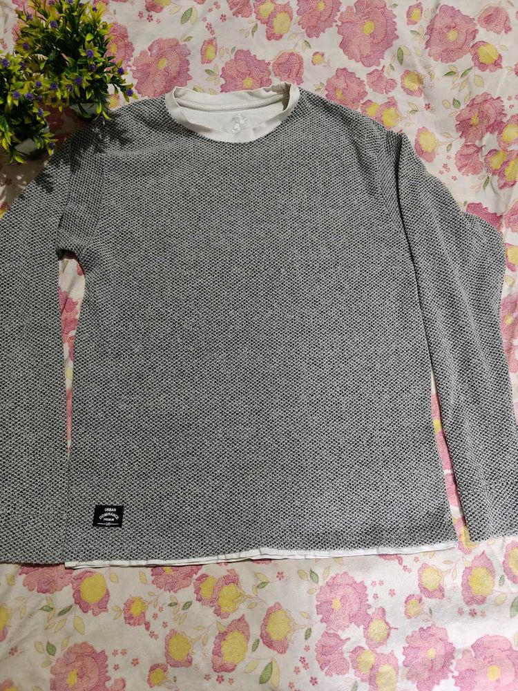 Textured Multicolored(B,W &amp;grey)Sweatshirt , 36&#34;