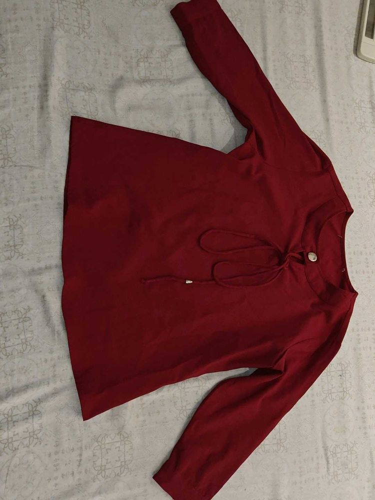 Red Long Sleeve Top