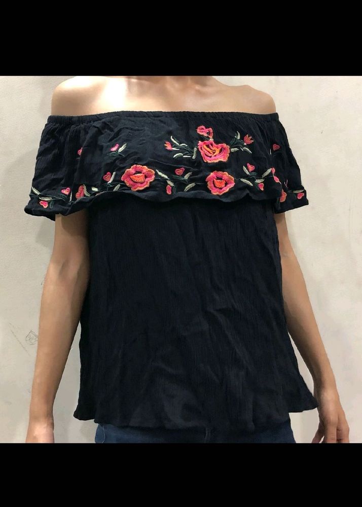Black off shoulder top